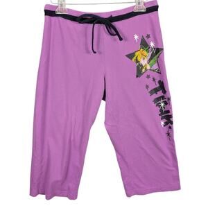 Disney Tinker Bell Capri Pants Womens Large Fairy Lounge Graphic